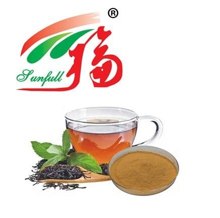 Instant Black Tea Powder, rico aroma de chá preto com líquido de cor âmbar.