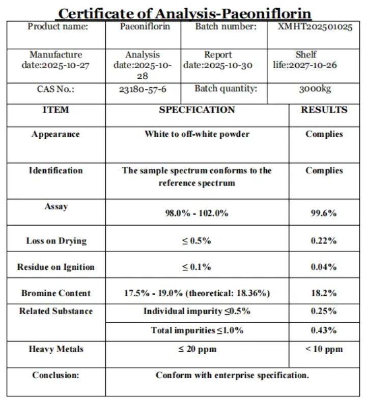 Amostra grátis de matérias-primas antioxidantes, planta de clareamento cosmético, pó de peônia branca, extrato de raiz de peônia, 10%-50%, paeoniflorina